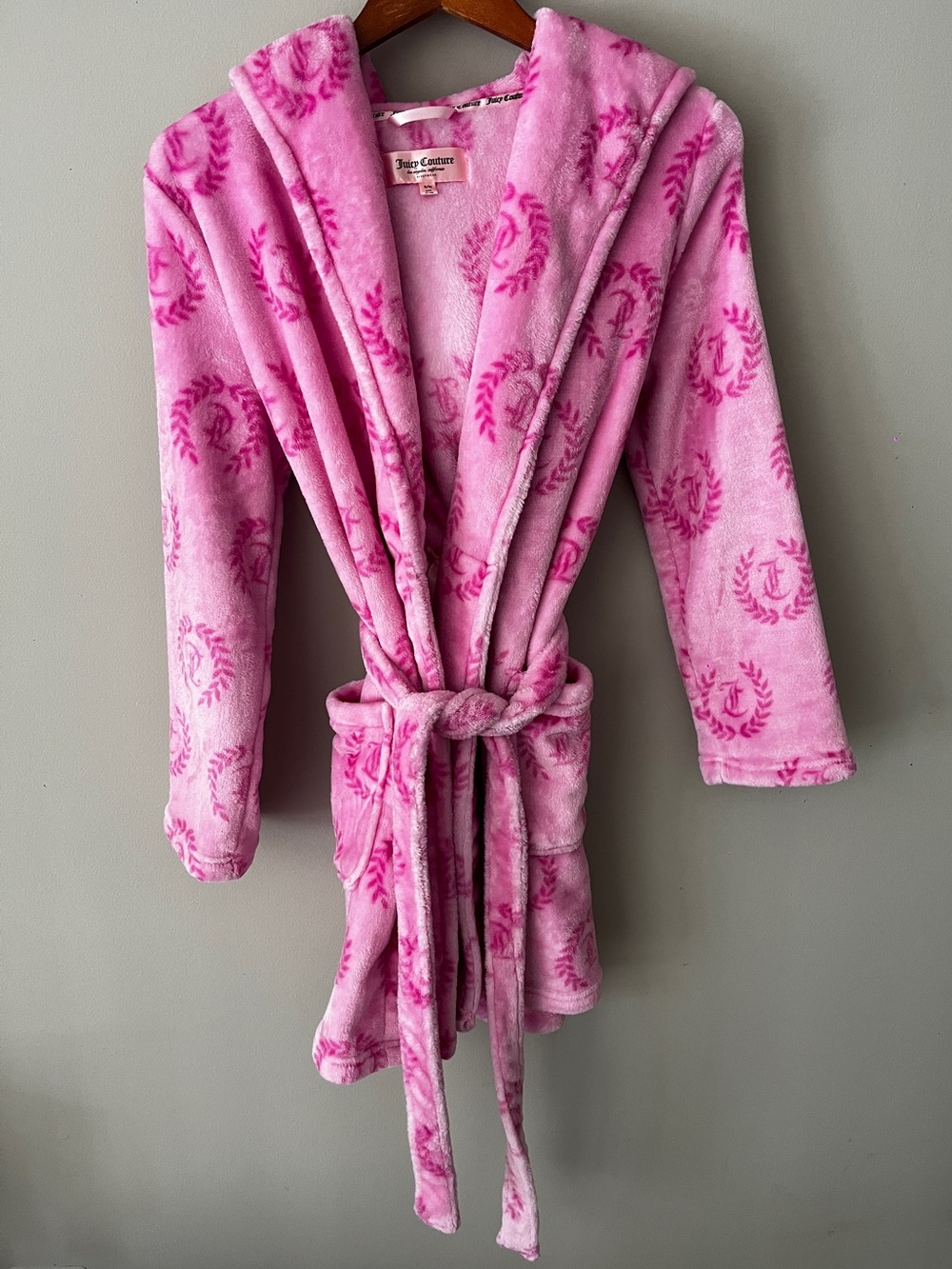 Juicy Couture Pink Plush Hooded Robe